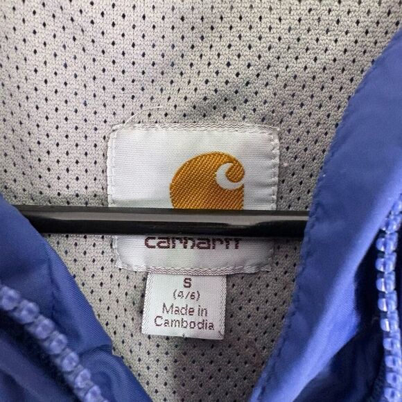 Carhartt Women's Blue 100% Nylon Hooded Full Zip Up Mesh Lined Jacket Size Small - Picture 6 of 12